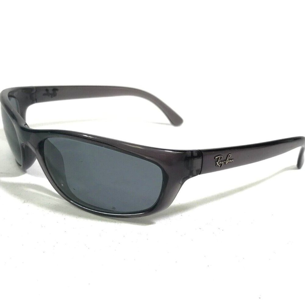 Ray Ban RB4115 Wraparound Sunglasses - Polarized - Smoke Grey Frame, Green Lens